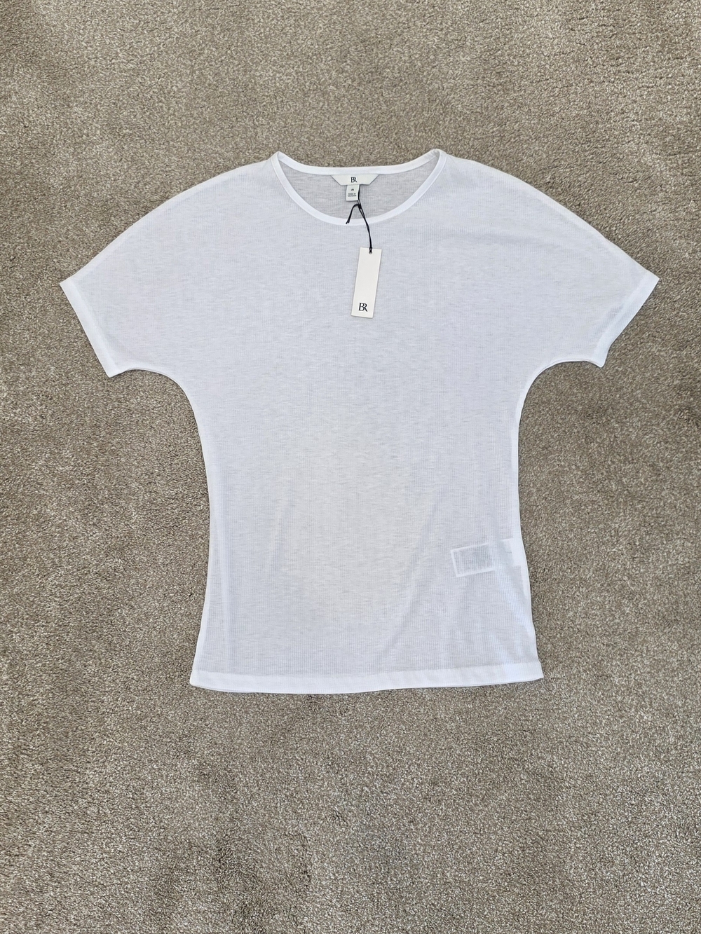 Banana Republic NWT White Ribbed Crew Neck Tee Clean Girl Quiet Luxury Size S